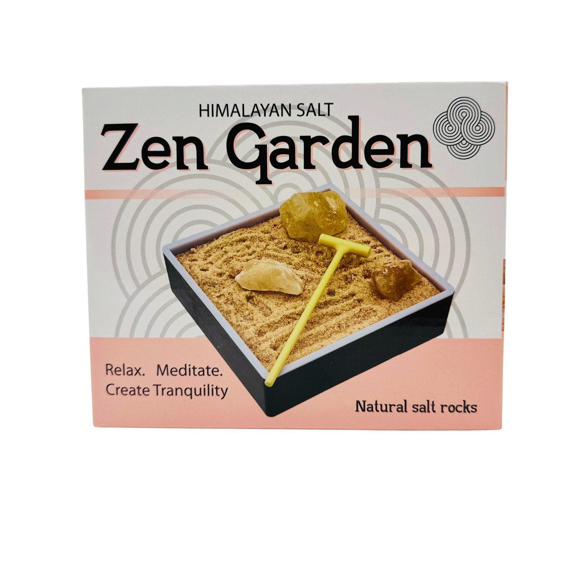 Himalayan Salt Tabletop Zen Garden with 3 Himalayan Salt Rocks — 2-Pack