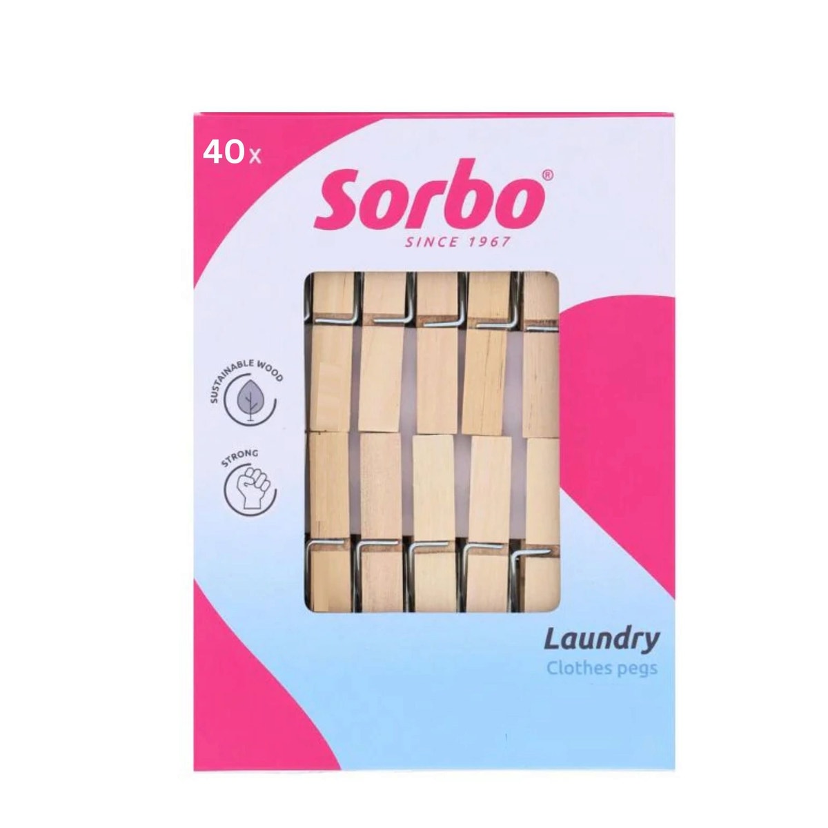 40 Piece Natural Wooden Clothespins Pack for Laundry