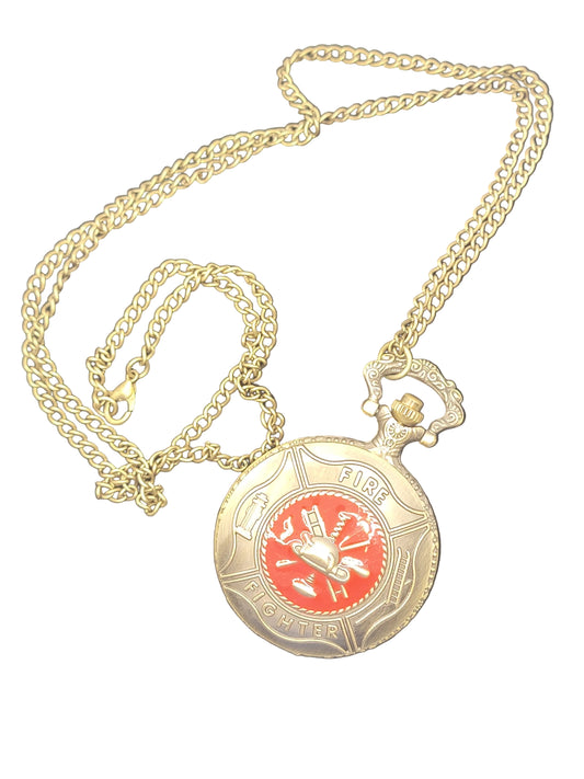 Bronze Fire Fighter Pocket Watch with Decorative Gift Box
