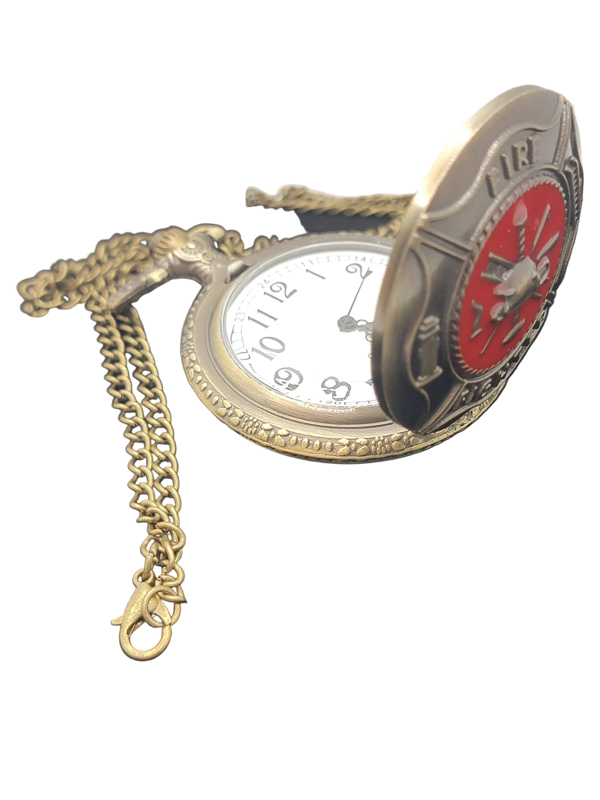 Bronze Fire Fighter Pocket Watch with Decorative Gift Box