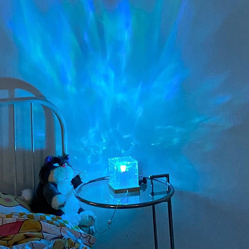Alunorix LED Water Ripple Ambient Night Light (16-Color Rotating Crystal Projection Lamp)