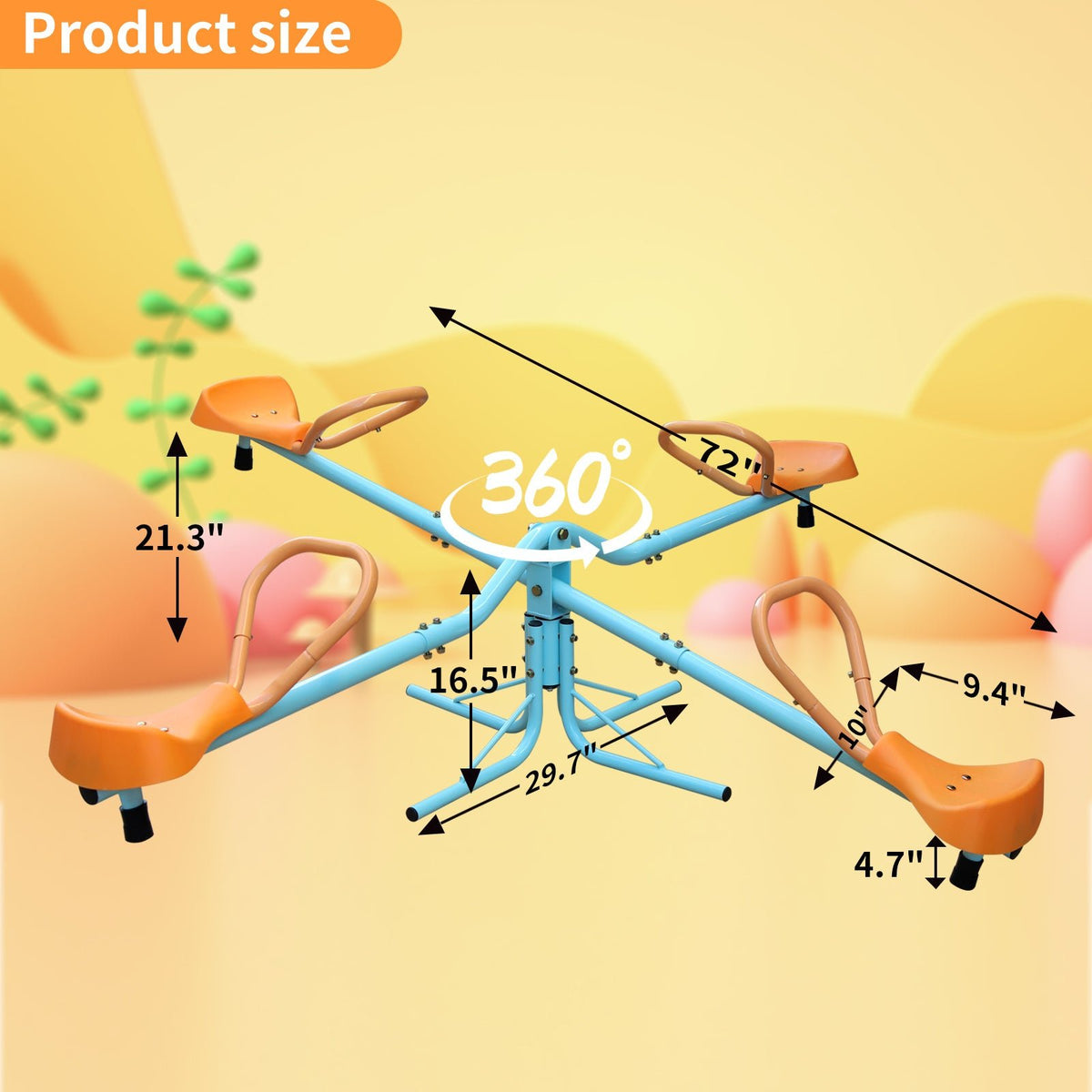 4-Seat Spinning Teeter Totter Seesaw (360° Rotating Outdoor Playground Toy)