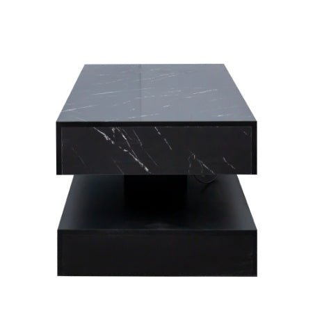 Modern LED Coffee Table with Storage Drawer (RGB Remote Lights, Black/White, 39.37")