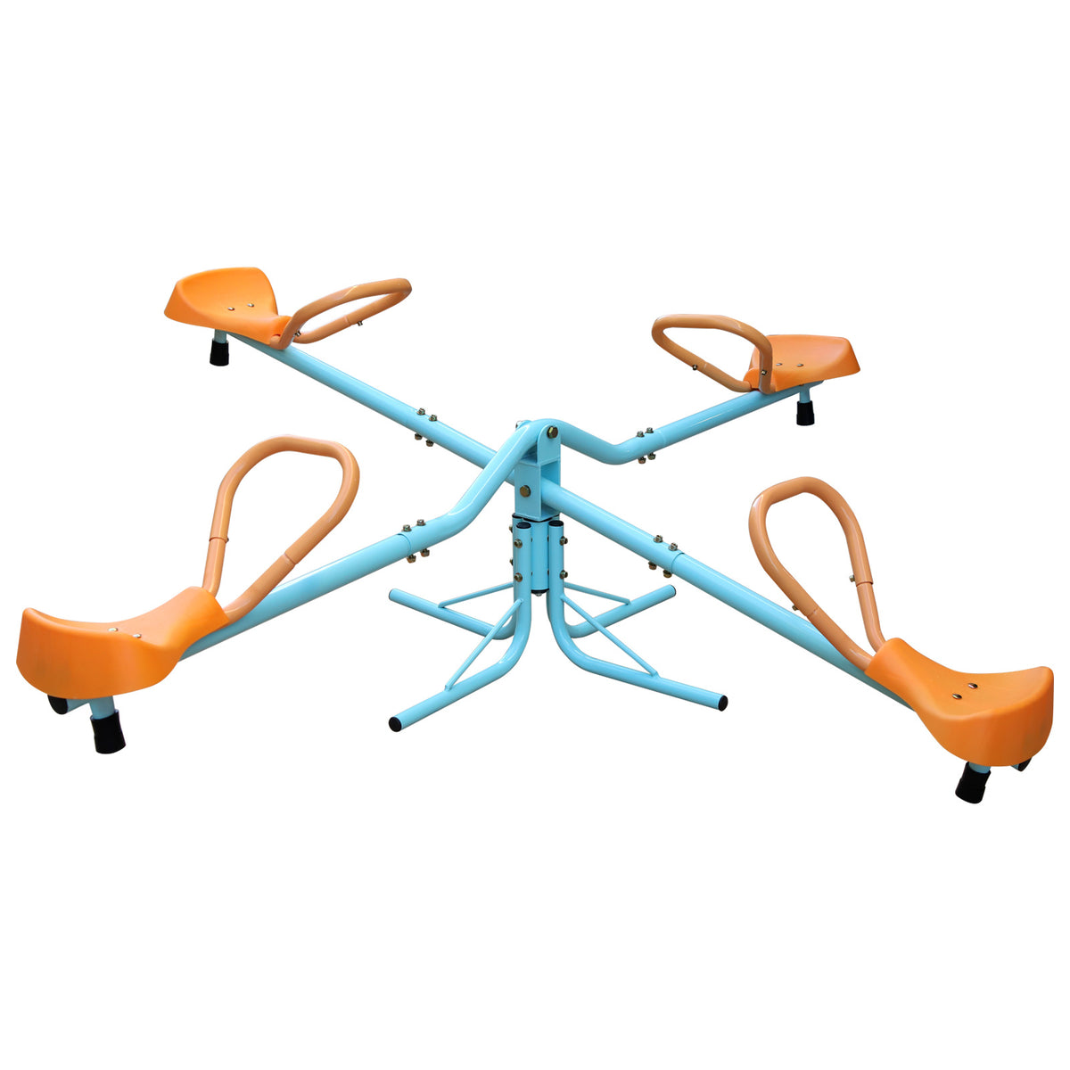 4-Seat Spinning Teeter Totter Seesaw (360° Rotating Outdoor Playground Toy)