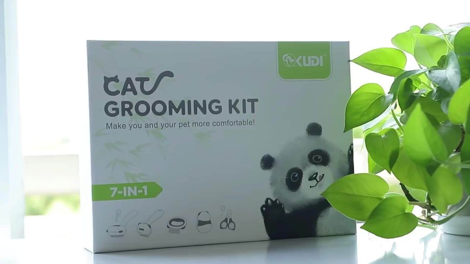 7-in-1 pet grooming kit for cats and dogs with brushes, nail clippers, combs, and deshedding tools