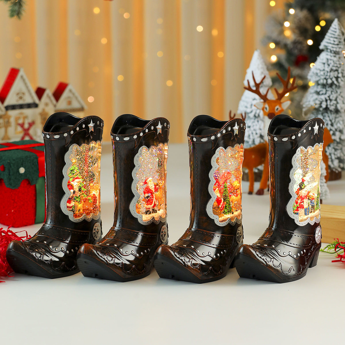 Cowboy Boot LED Christmas Snow Globe — product view 2