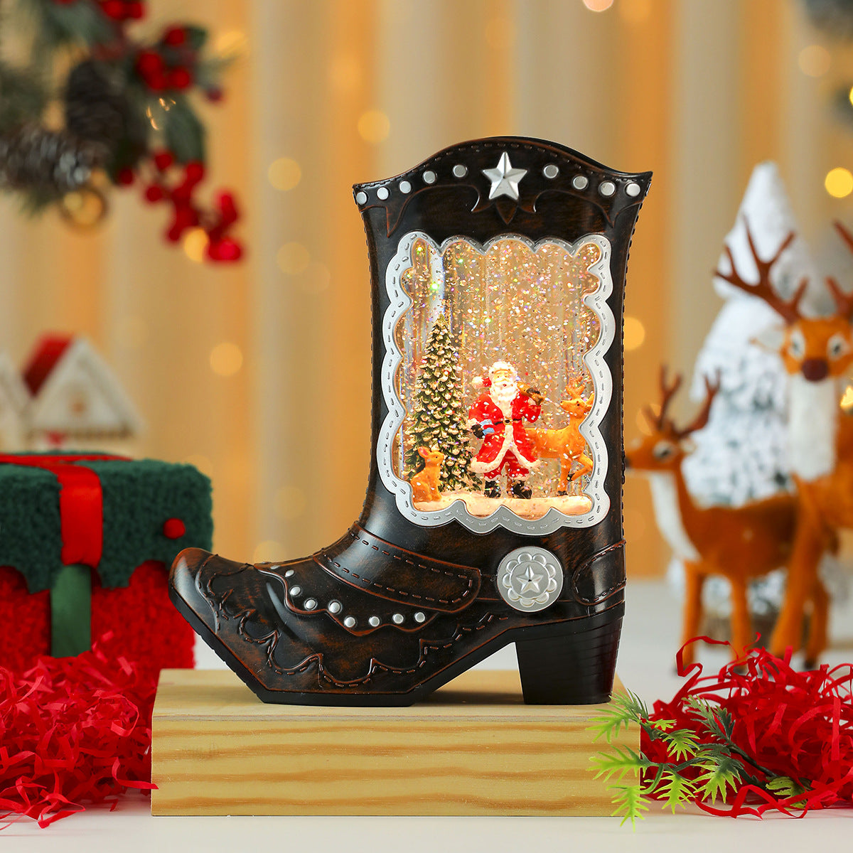 Cowboy Boot LED Christmas Snow Globe — product view 6