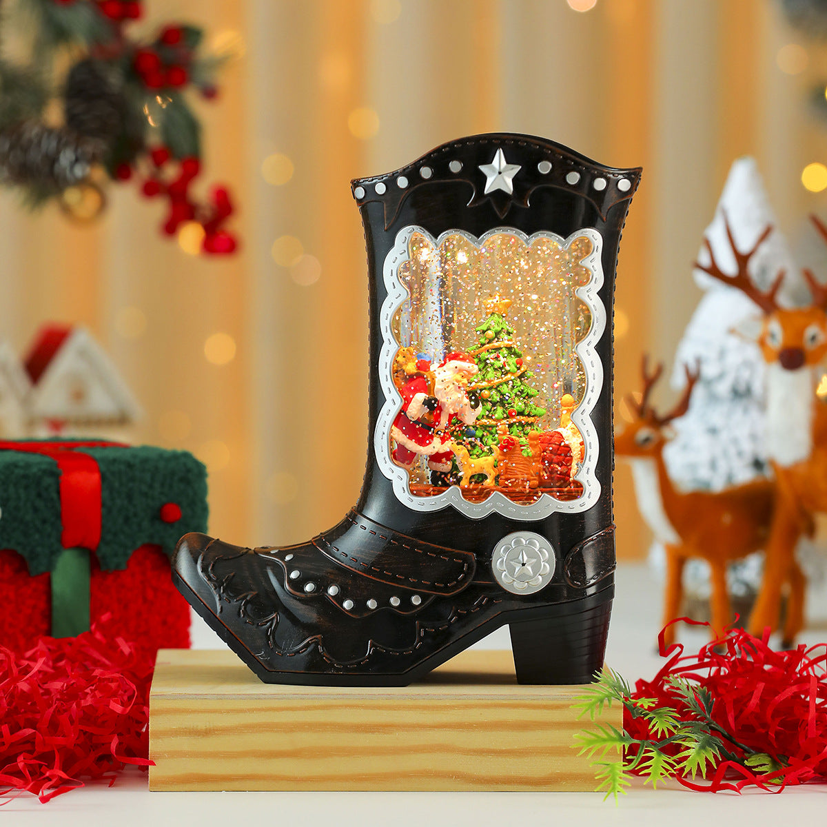 Cowboy Boot LED Christmas Snow Globe — product view 8