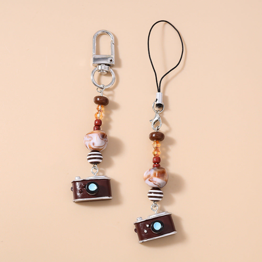 Vintage Camera Beaded Keychain
