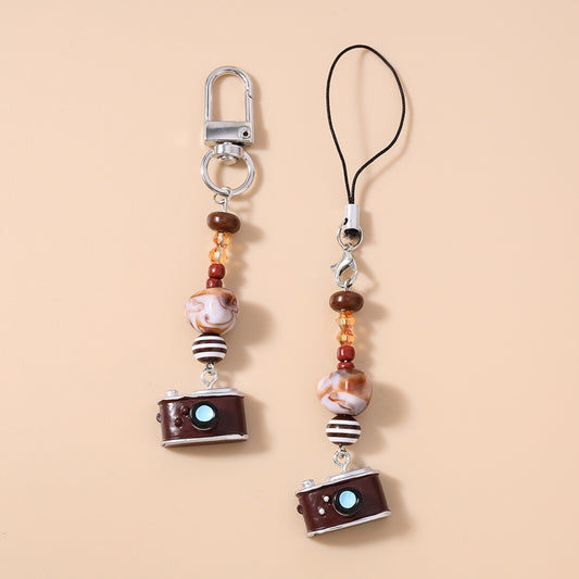 Vintage Camera Beaded Keychain