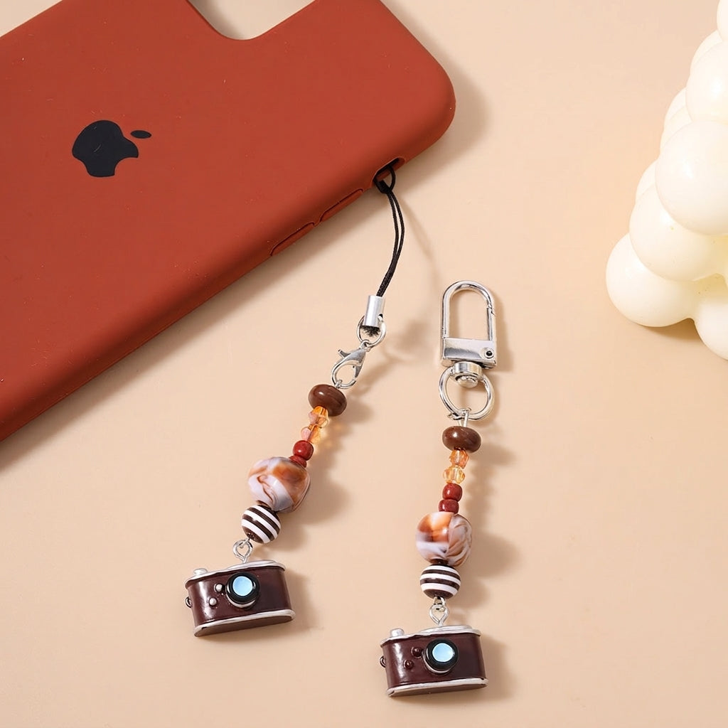 Vintage Camera Beaded Keychain — product view 2