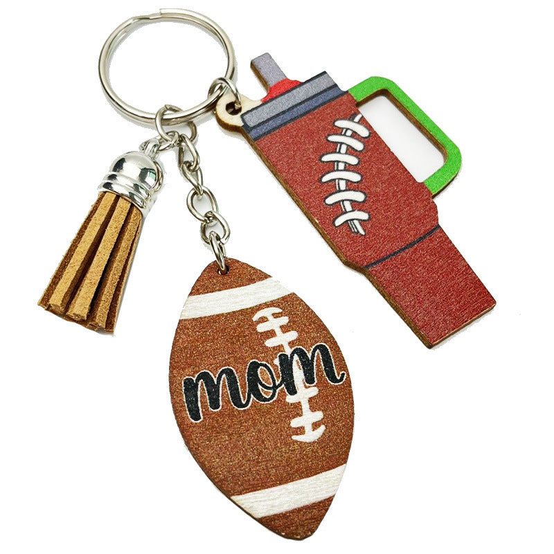 Sport-Mom Mini-Tumbler Wooden Keychains product image 3