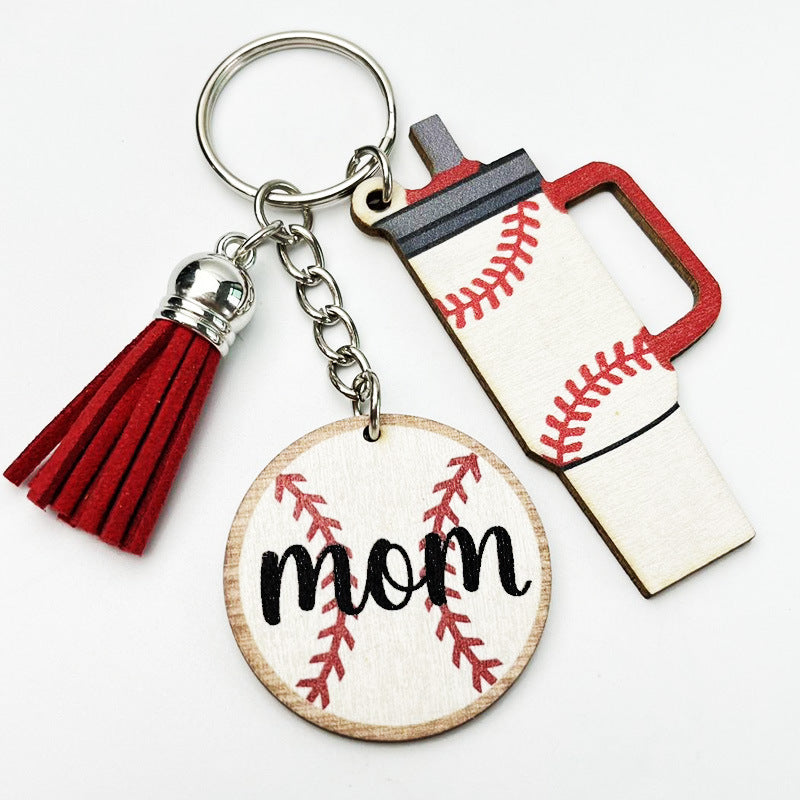 Sport-Mom Mini-Tumbler Wooden Keychains product image 1