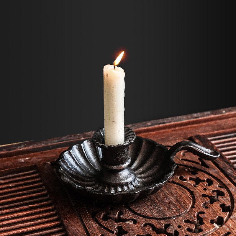 Handled Cast-Iron Candlestick Holder — product view 3
