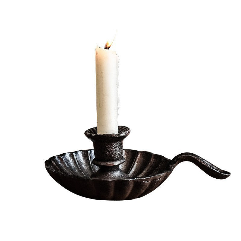 Handled Cast-Iron Candlestick Holder — product view 2