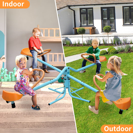 4-Seat Spinning Teeter Totter Seesaw (360° Rotating Outdoor Playground Toy)