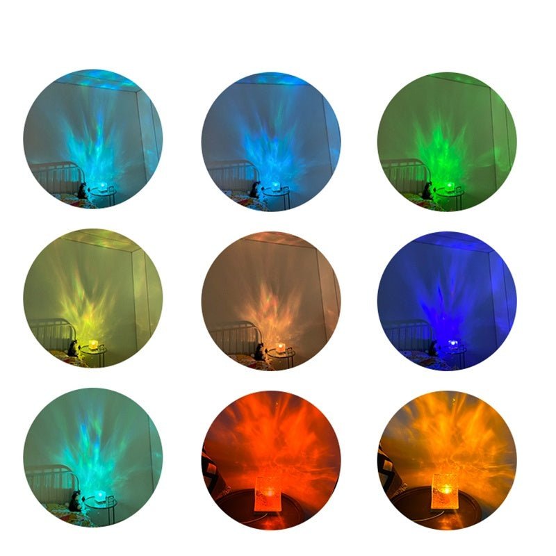 Alunorix LED Water Ripple Ambient Night Light (16-Color Rotating Crystal Projection Lamp)