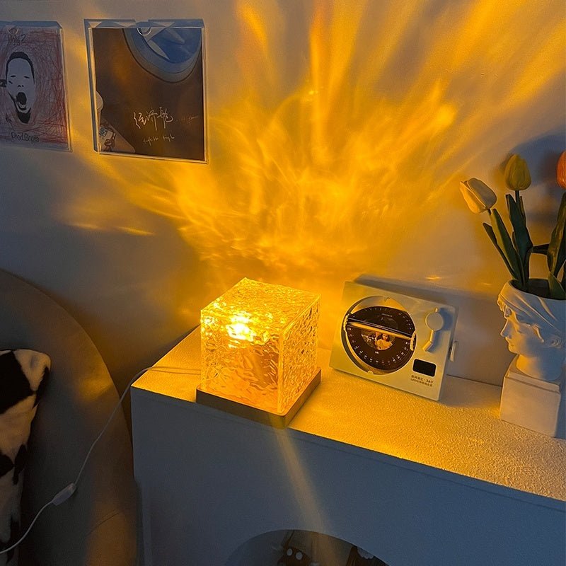 Alunorix LED Water Ripple Ambient Night Light (16-Color Rotating Crystal Projection Lamp)