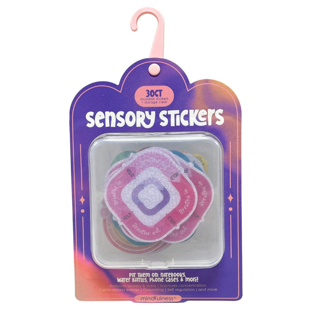 Mindfulness 30 Count Novel Sensory Stickers in Reusable Case