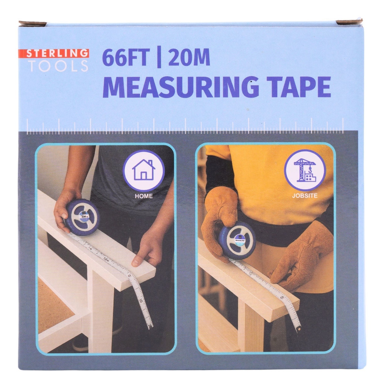 66' Fiberglass Open Reel Measuring Tape with Dual Metric and Imperial Units — 2-Pack