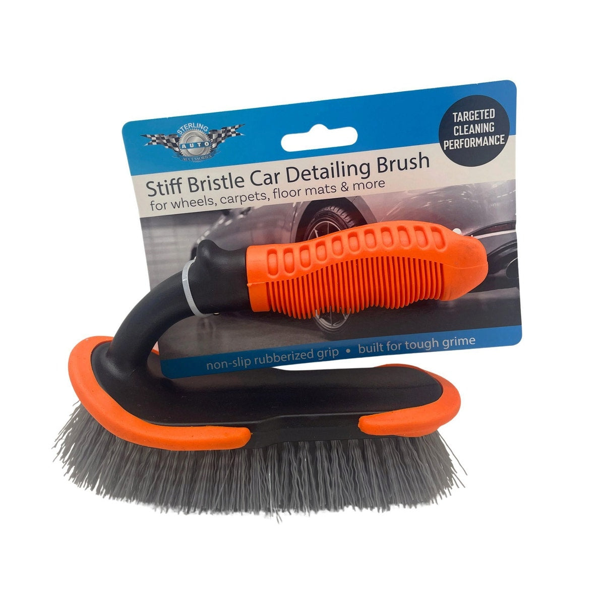 Car Detailing Brush with Stiff Bristles for Cleaning Tires and Carpet — 2-Pack