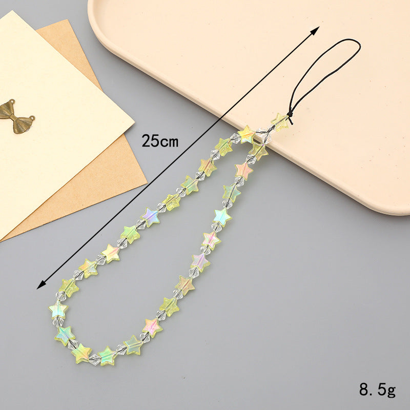 Mermaid Pearl Star Yellow (K3724) — Beaded Phone Charm Lanyards
