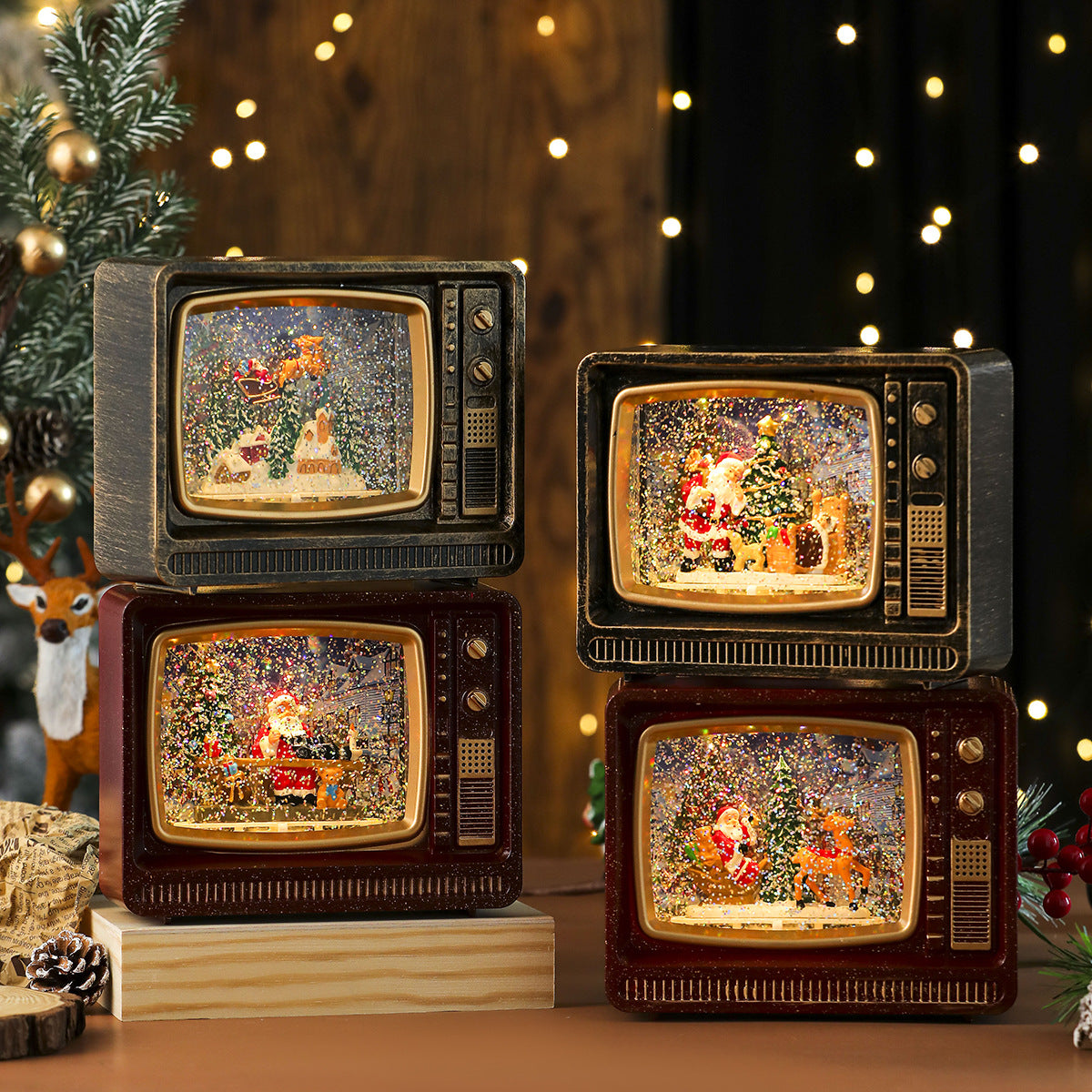 Retro TV LED Christmas Snow Globe — product view 2