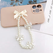 Pearl With Ribbon Bow (K1021) — Beaded Phone Charm Lanyards