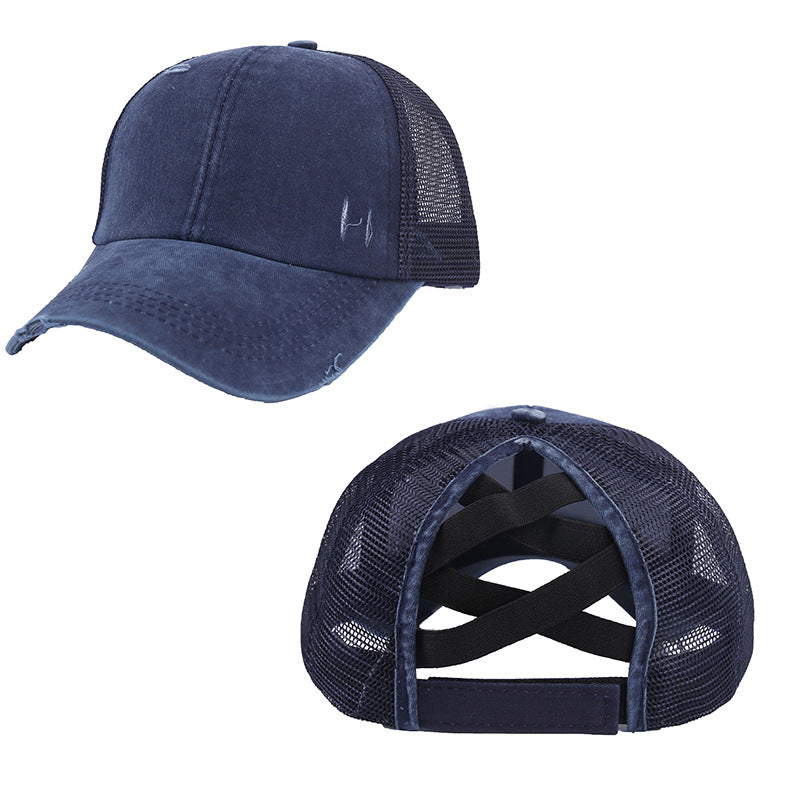 Distressed Ponytail Trucker Cap — product view 4