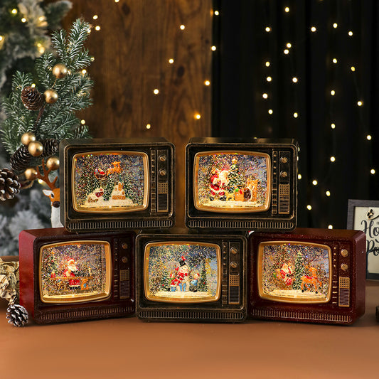 Retro TV LED Christmas Snow Globe