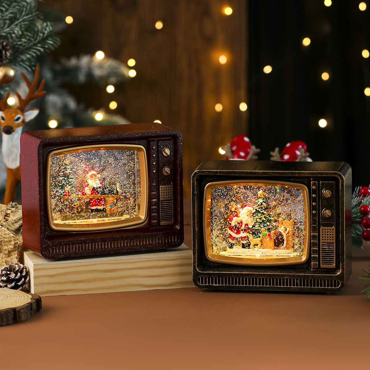Retro TV LED Christmas Snow Globe — product view 4