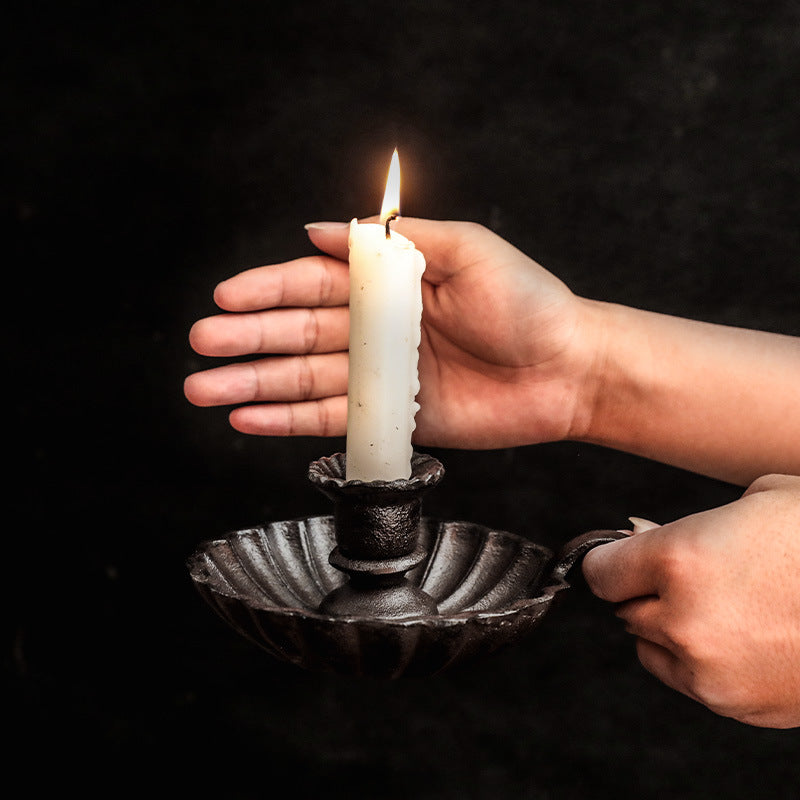 Handled Cast-Iron Candlestick Holder — product view 4