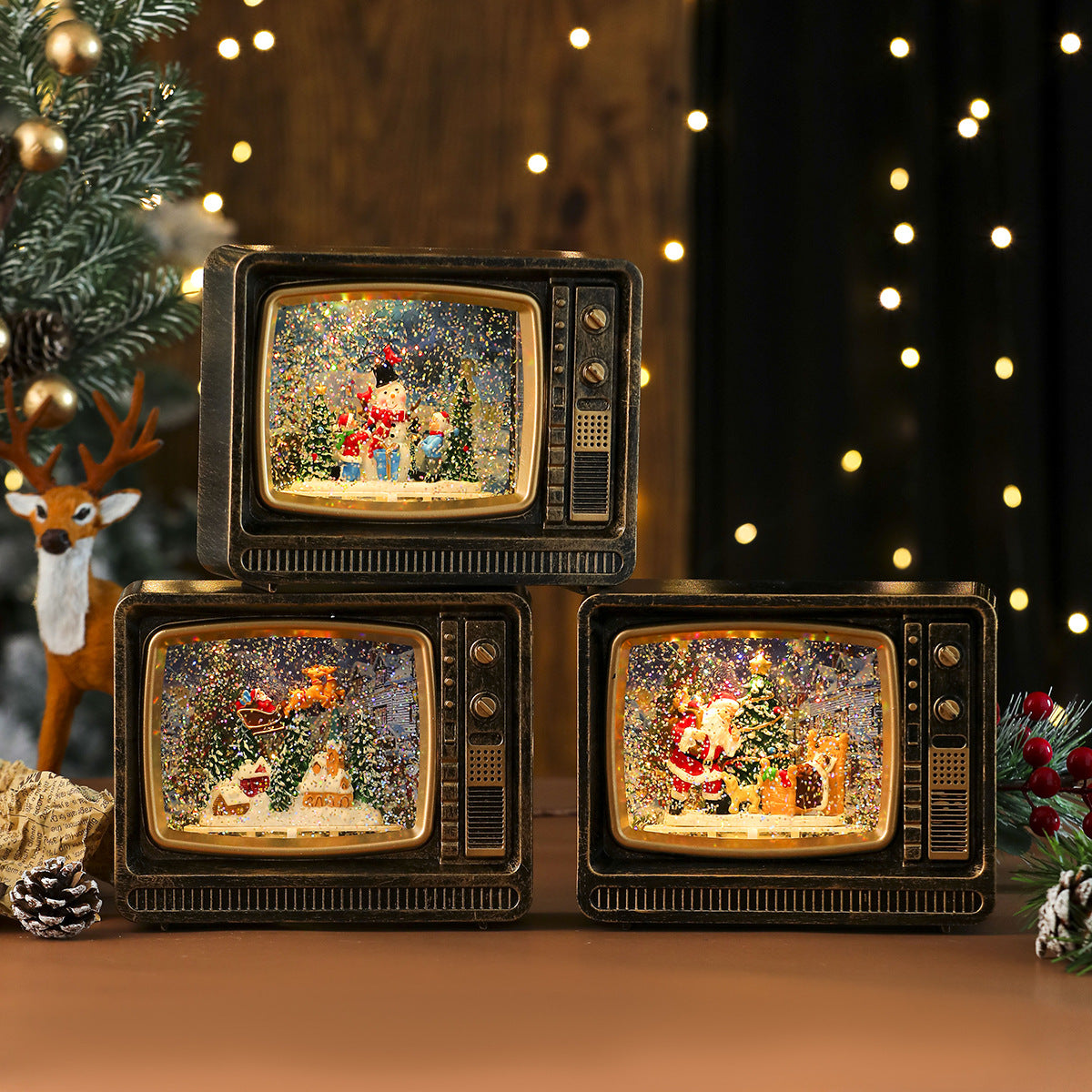 Retro TV LED Christmas Snow Globe — product view 3
