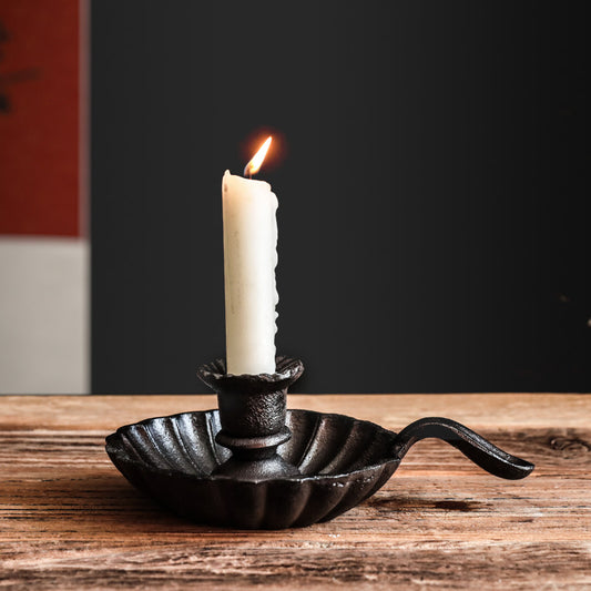 Handled Cast-Iron Candlestick Holder