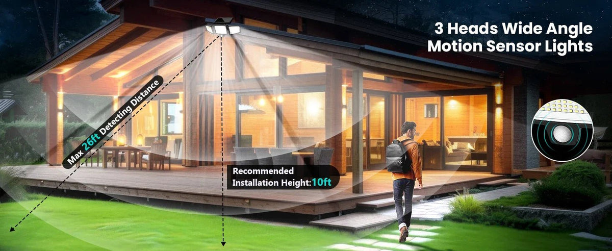 3 Pack Outdoor Solar Lights, Motion Sensor Security Lights for Porch, Garage, Yard Entrance, Patio