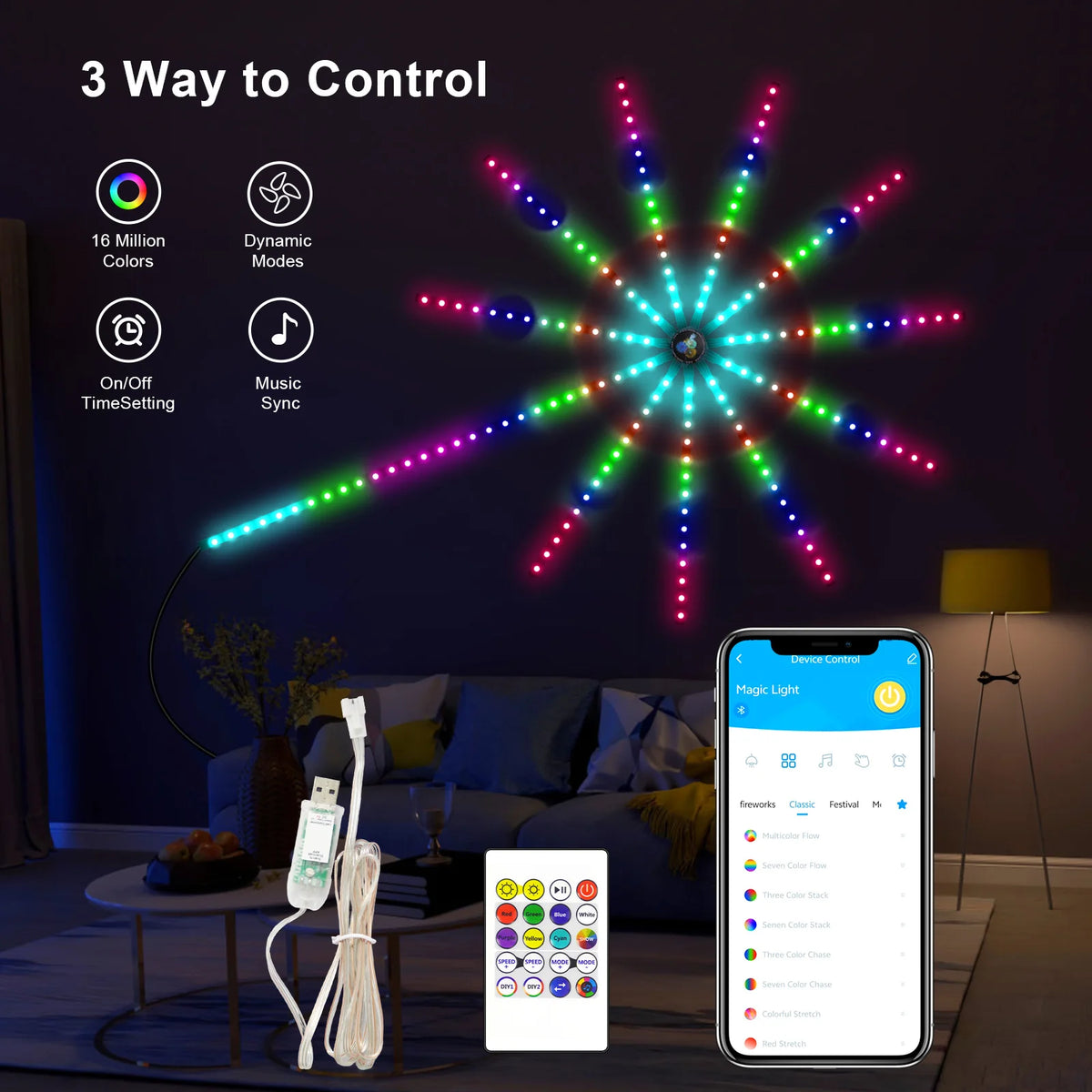 LumiBurst™ – Music-Synced Firework Light Show