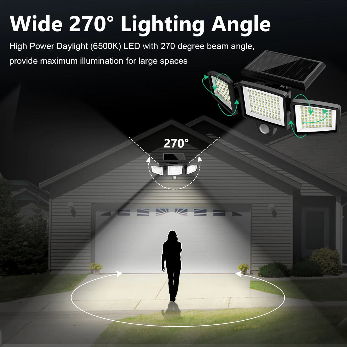 3 Pack Outdoor Solar Lights, Motion Sensor Security Lights for Porch, Garage, Yard Entrance, Patio