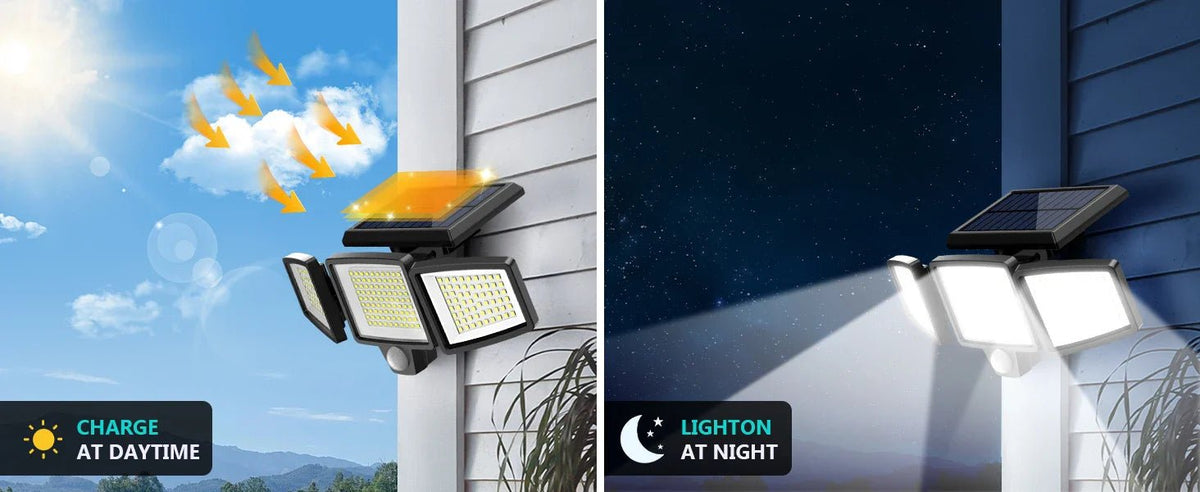 3 Pack Outdoor Solar Lights, Motion Sensor Security Lights for Porch, Garage, Yard Entrance, Patio