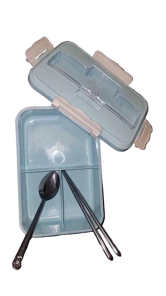 bento lunch box lid doubling as a phone holder stand for hands-free viewing during meals