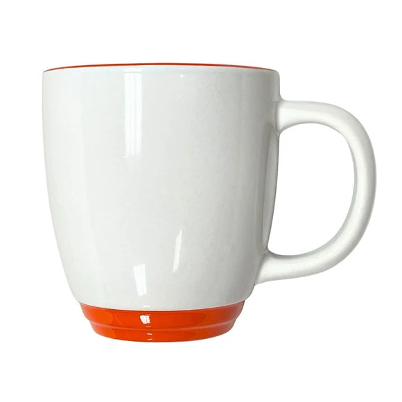 White mug with orange accent base perfect for DIY sublimation or vinyl projects