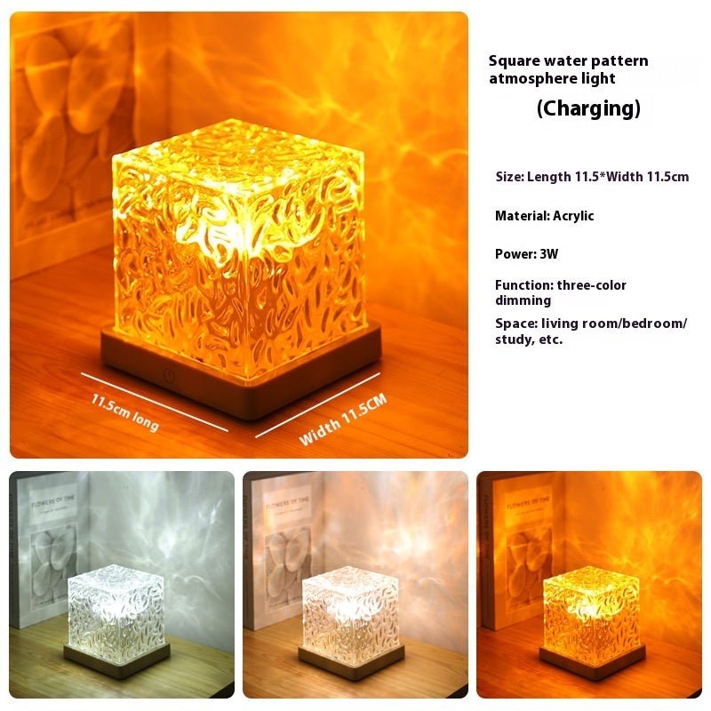 Alunorix LED Water Ripple Ambient Night Light (16-Color Rotating Crystal Projection Lamp)