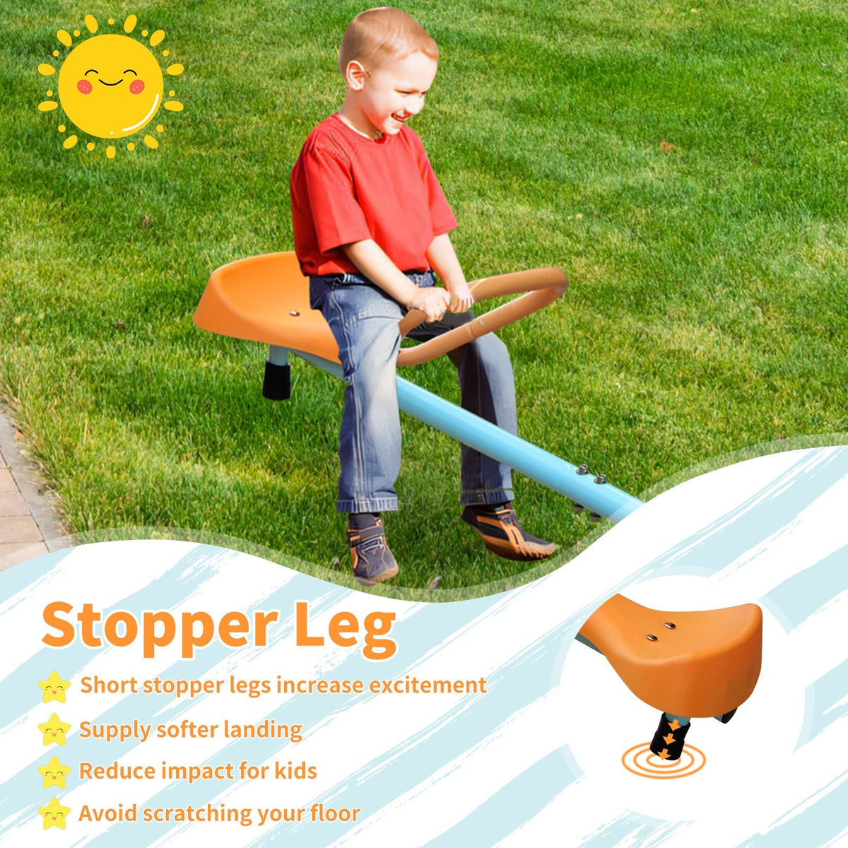 4-Seat Spinning Teeter Totter Seesaw (360° Rotating Outdoor Playground Toy)