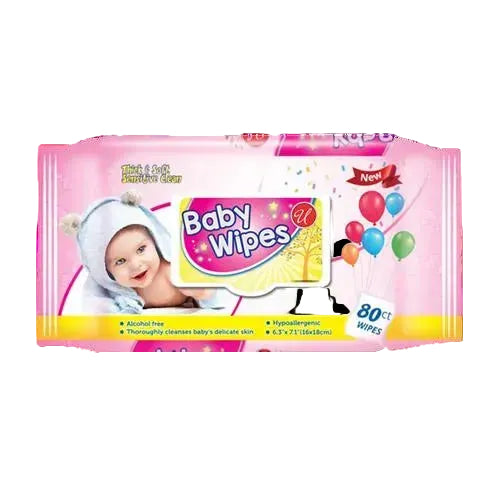 Bulk case of 24 baby wipes packs with 80 wipes each, alcohol free and hypoallergenic, with a closable cap lid.
