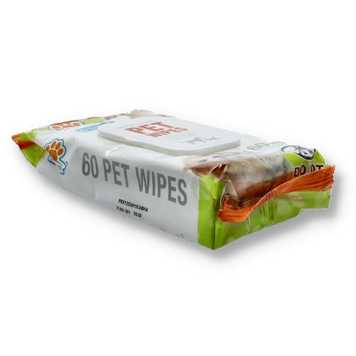 Case of 12 unscented Pets N’ Friends pet wipes 60 count packs with closable cap for quick dog and cat cleaning.
